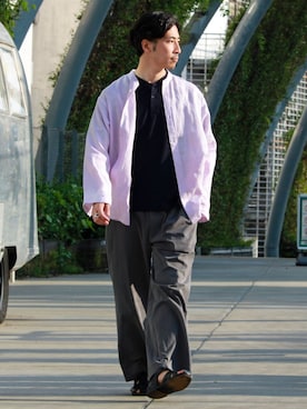 「GLOSTER（グロスター）のアイテム（トップス）」を使った、OKAさん（メンズ・175cm）の春コーディネート