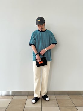 「GLOSTER（グロスター）のアイテム（シューズ）」を使った、OKAさん（メンズ・175cm）の夏コーディネート