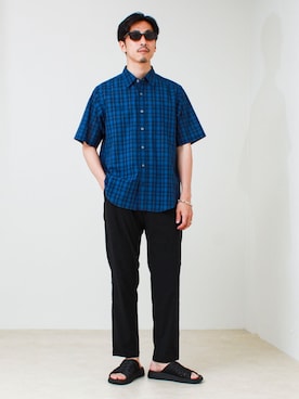 「A.Kjaerbede（エキアビド）の【A.kjaerbede/エキアビド】CHARLIE（サングラス、ブラック系）」を使った、OKAさん（メンズ・175cm）の春コーディネート