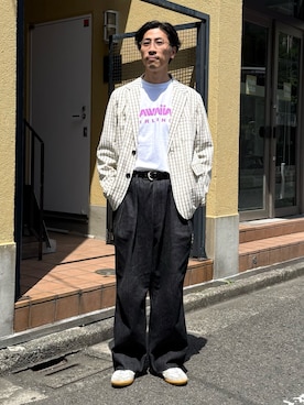 「GEVACO（ゲバコ）のアイテム」を使った、OKAさん（メンズ・175cm）の春コーディネート