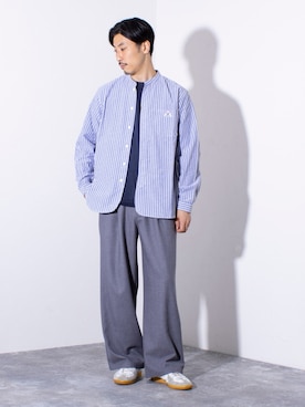 「GEVACO（ゲバコ）のアイテム（スラックス）」を使った、OKAさん（メンズ・175cm）の秋コーディネート