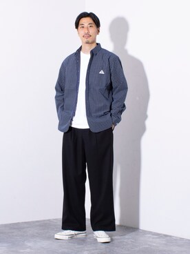 「GEVACO（ゲバコ）のアイテム（スラックス）」を使った、OKAさん（メンズ・175cm）の秋コーディネート