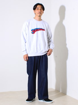 「アイテム（スウェット）」を使った、OKAさん（メンズ・175cm）の夏コーディネート