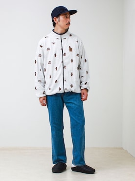 「COBMASTER（コブマスター）の【COBMASTER/コブマスター】コブベアー総柄ワッフルジップジャケット（T Shirts、グレー系）」を使った、OKAさん（メンズ・175cm）の秋コーディネート