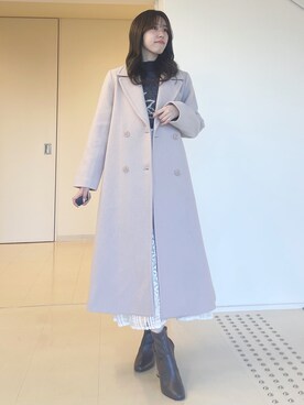 「MERCURYDUO（マーキュリーデュオ）のアイテム（チェスターコート）」を使った、AMIさん（レディース・158cm）の秋コーディネート