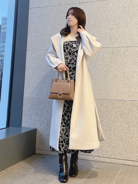 「フードコート」｜「アイテム（ワンピース/ドレス）」を使った、AMIさん（レディース・158cm）の冬コーディネート