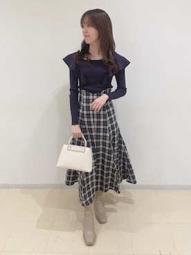 「ラッフルスリーブ」｜AMIさん（レディース・158cm）の秋コーディネート