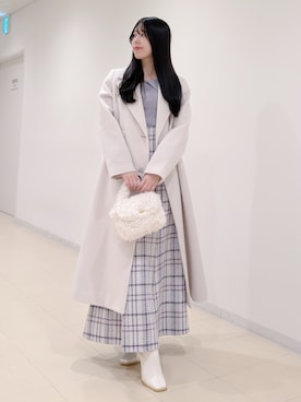 「アイテム（チェスターコート）」を使った、AMIさん（レディース・158cm）の秋コーディネート