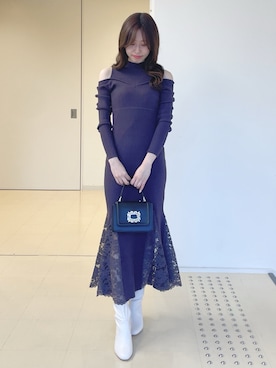 「美シルエット」｜「アイテム（ワンピース/ドレス）」を使った、AMIさん（レディース・158cm）の冬コーディネート