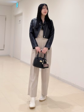 「アイテム（つなぎ/オールインワン）」を使った、AMIさん（レディース・158cm）の秋コーディネート