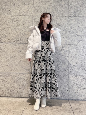 「ショートダウン」｜「アイテム（その他アウター）」を使った、AMIさん（レディース・158cm）の冬コーディネート