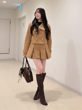 「アイテム（その他パンツ、イエロー系）」を使った、AMIさん（レディース・158cm）の秋コーディネート