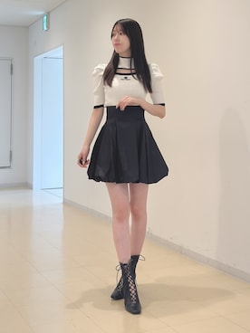 「MERCURYDUO（マーキュリーデュオ）のアイテム（ブーツ）」を使った、AMIさん（レディース・158cm）の春コーディネート