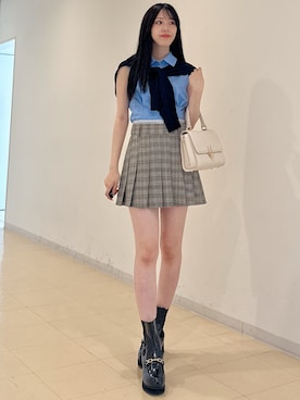 「MERCURYDUO（マーキュリーデュオ）のアイテム（ブーツ）」を使った、AMIさん（レディース・158cm）の夏コーディネート