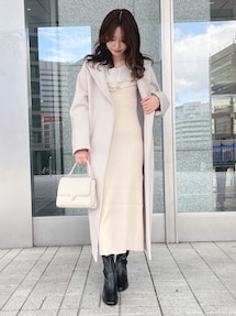 異素材ラッフルバックリボンニットワンピース｜マーキュリーデュオ