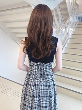 「MERCURYDUO（マーキュリーデュオ）のアコーディオンスクエアBAG（ハンドバッグ）」を使った、AMIさん（レディース・158cm）の夏コーディネート