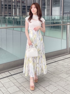 「スリットニット」｜AMIさん（レディース・158cm）の夏コーディネート