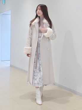 「MERCURYDUO（マーキュリーデュオ）のアイテム（その他アウター）」を使った、AMIさん（レディース・158cm）の冬コーディネート