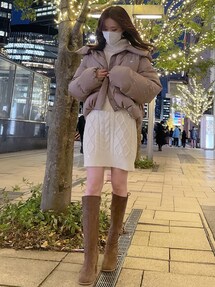 オープンショルダーケーブルミニワンピース｜マーキュリーデュオ 