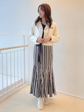 「ライタースジャケット」｜AMIさん（レディース・158cm）の冬コーディネート