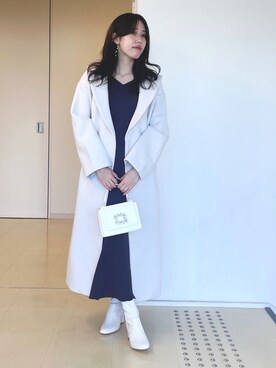 「MERCURYDUO（マーキュリーデュオ）のアイテム（チェスターコート）」を使った、AMIさん（レディース・158cm）の冬コーディネート