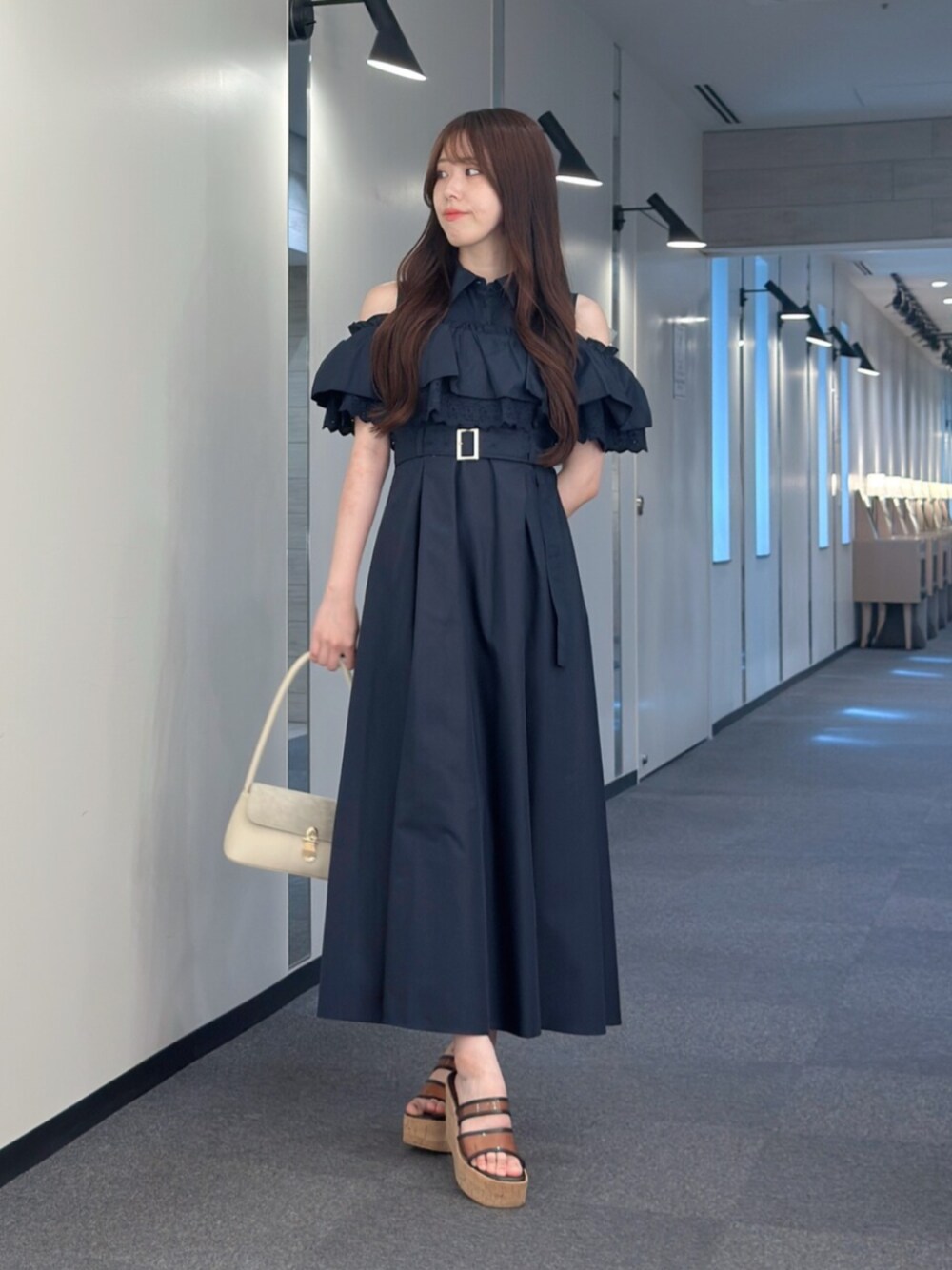 MERCURYDUO（マーキュリーデュオ）の「オフショルシャツワンピース