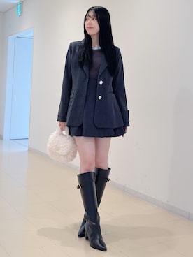 「MERCURYDUO（マーキュリーデュオ）のアイテム（テーラードジャケット）」を使った、AMIさん（レディース・158cm）の秋コーディネート