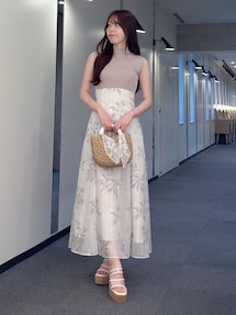 花柄ドッキングバックレースアップワンピース｜マーキュリーデュオ