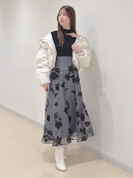 「MERCURYDUO（マーキュリーデュオ）のアイテム（ダウンジャケット/コート）」を使った、AMIさん（レディース・158cm）の冬コーディネート