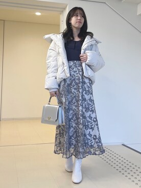 「MERCURYDUO（マーキュリーデュオ）のアイテム（ダウンジャケット/コート）」を使った、AMIさん（レディース・158cm）の秋コーディネート