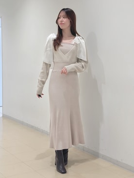 「MERCURYDUO（マーキュリーデュオ）のアイテム（ワンピース）」を使った、AMIさん（骨格ウェーブ・レディース・158cm）の冬コーディネート