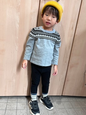 「西松屋（ニシマツヤ）のアイテム（ソックス/靴下）」を使った、kotaさん（キッズ・100cm）の冬コーディネート
