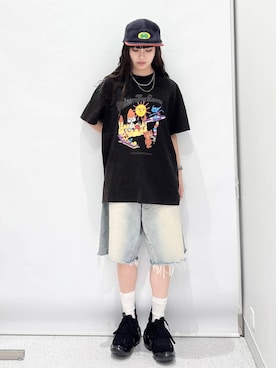 「FOREVER 21（フォーエバー トゥエンティーワン）のアイテム（帽子）」を使った、マリナさん（レディース・156cm）の夏コーディネート