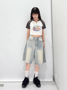 「FOREVER 21（フォーエバー トゥエンティーワン）のアイテム（パンツ）」を使った、マリナさん（レディース・156cm）の夏コーディネート