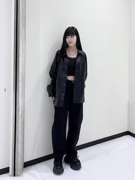 「アイテム（その他アウター、ブラック系）」を使った、マリナさん（レディース・156cm）の秋コーディネート