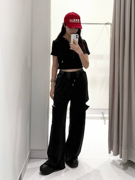 「低身長」｜「アイテム（スウェットパンツ）」を使った、マリナさん（レディース・156cm）の夏コーディネート