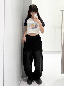 「FOREVER 21（フォーエバー トゥエンティーワン）のアイテム（パンツ）」を使った、マリナさん（レディース・156cm）の夏コーディネート