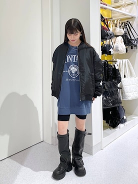 「コート」｜「アイテム（MA-1）」を使った、マリナさん（レディース・156cm）の秋コーディネート