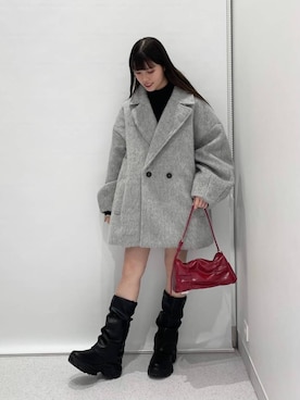 「レザー」｜「アイテム（チェスターコート）」を使った、マリナさん（レディース・156cm）の秋コーディネート