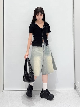 「FOREVER 21（フォーエバー トゥエンティーワン）のアイテム（パンツ）」を使った、マリナさん（レディース・156cm）の夏コーディネート