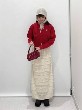 「アイテム（ニットキャップ/ビーニー、ホワイト系）」を使った、マリナさん（レディース・156cm）の秋コーディネート