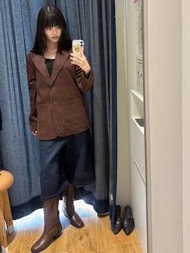 「HEREIAM（ヘレイアム）のアイテム」を使った、マリナさん（レディース・156cm）の秋コーディネート