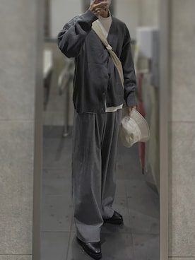 「AIVER（アイバー）のアイテム（帽子）」を使った、ゆっけさん（メンズ・165cm）の秋コーディネート