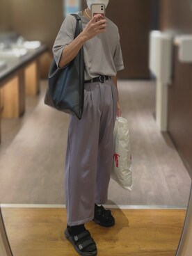 「Adoon plain（アドーンプレーン）のアイテム（バッグ）」を使った、ゆっけさん（メンズ・165cm）の秋コーディネート