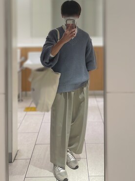「Adoon plain（アドーンプレーン）のアイテム（ニット/セーター）」を使った、ゆっけさん（メンズ・165cm）の冬コーディネート