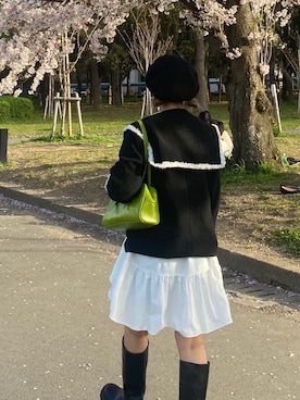 「韓国コーデ」｜「アイテム（ハンチング/ベレー帽）」を使った、사쿠라さん（レディース・157cm）の春コーディネート