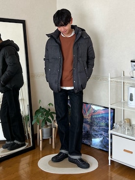 「アイテム（ジャケット/アウター、グレー系）」を使った、市川 昇さん（メンズ・169cm）の冬コーディネート