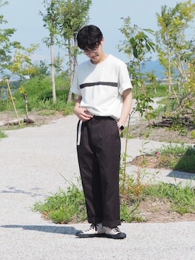 「アイテム（ベルト）」を使った、市川 昇さん（メンズ・171cm・20代）の夏コーディネート