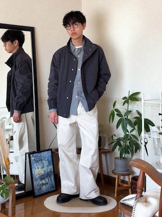 「MHL.（エムエイチエル）のTINY GINGHAM COTTON（シャツ/ブラウス）」を使った、市川 昇さん（メンズ・169cm）の秋コーディネート