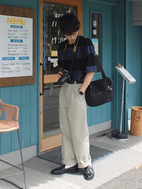 「アイテム（ショルダーバッグ）」を使った、市川 昇さん（メンズ・171cm）の夏コーディネート